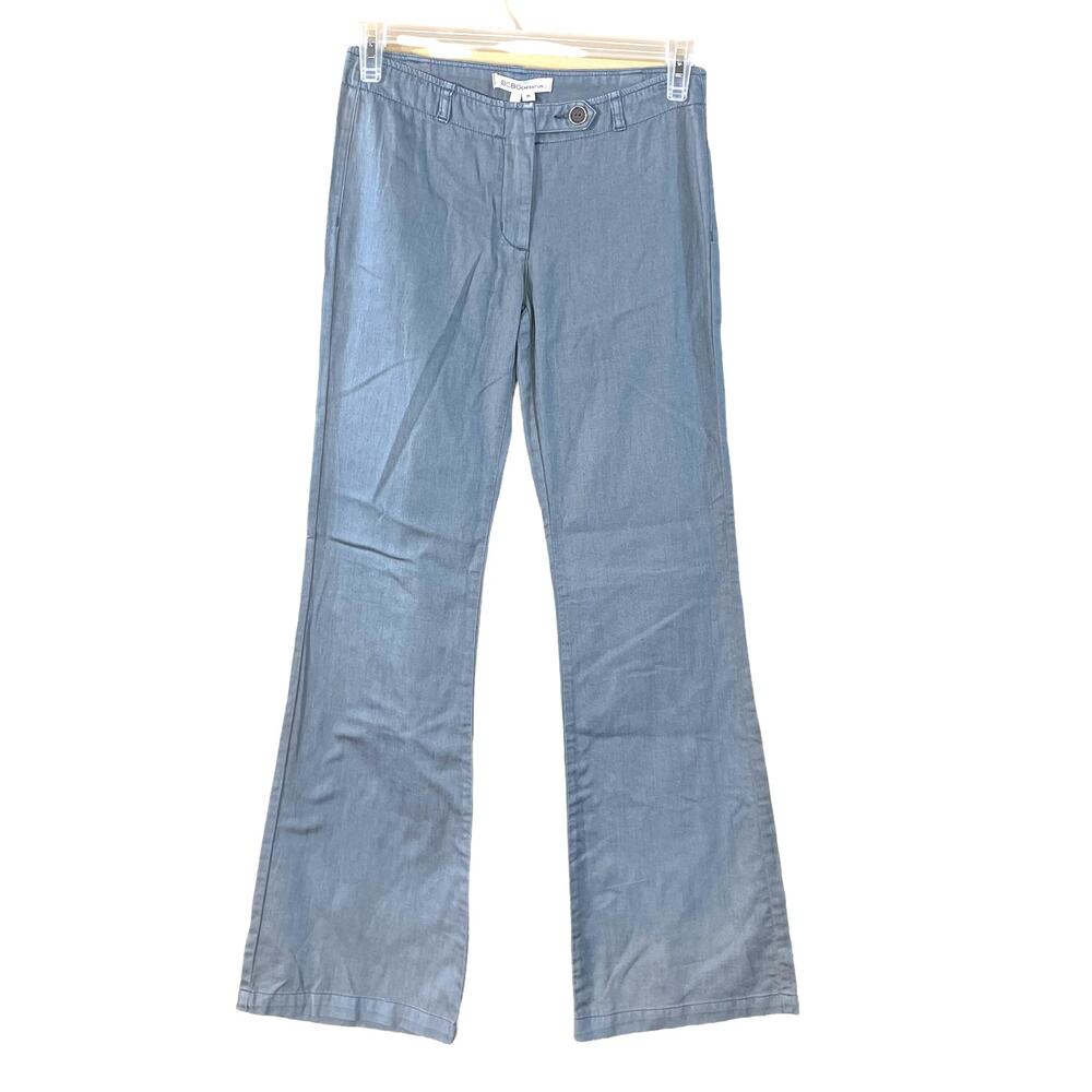 Vintage Y2K BCBG Size 25 Pants Low Rise Wide Leg Chambray Blue Boho‎ Lightweight